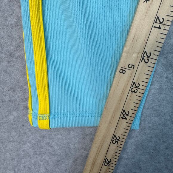 Move Theology Two Stripe Leggings WMNS S Teal Yellow Deluxe Rib Pull On Stretchy - Picture 9 of 11